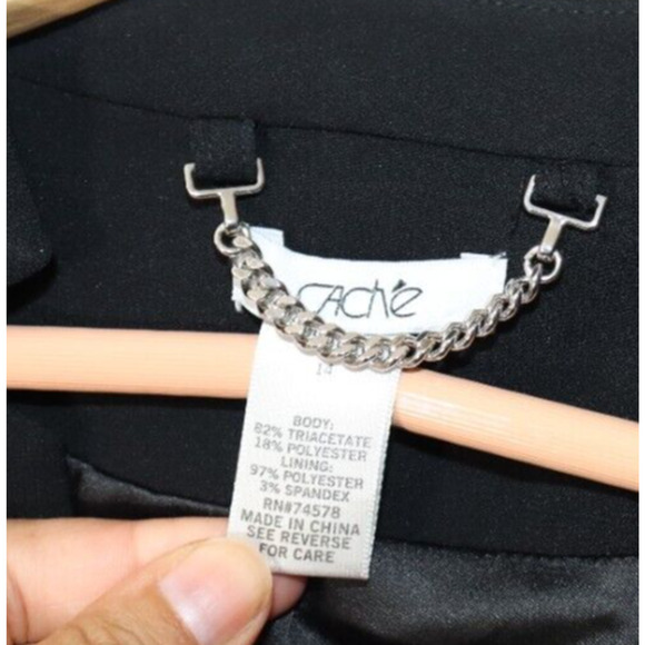 Cache Black Blazer Size 14 Silver Hardware Triacetate/Polyester (77) - Picture 2 of 9